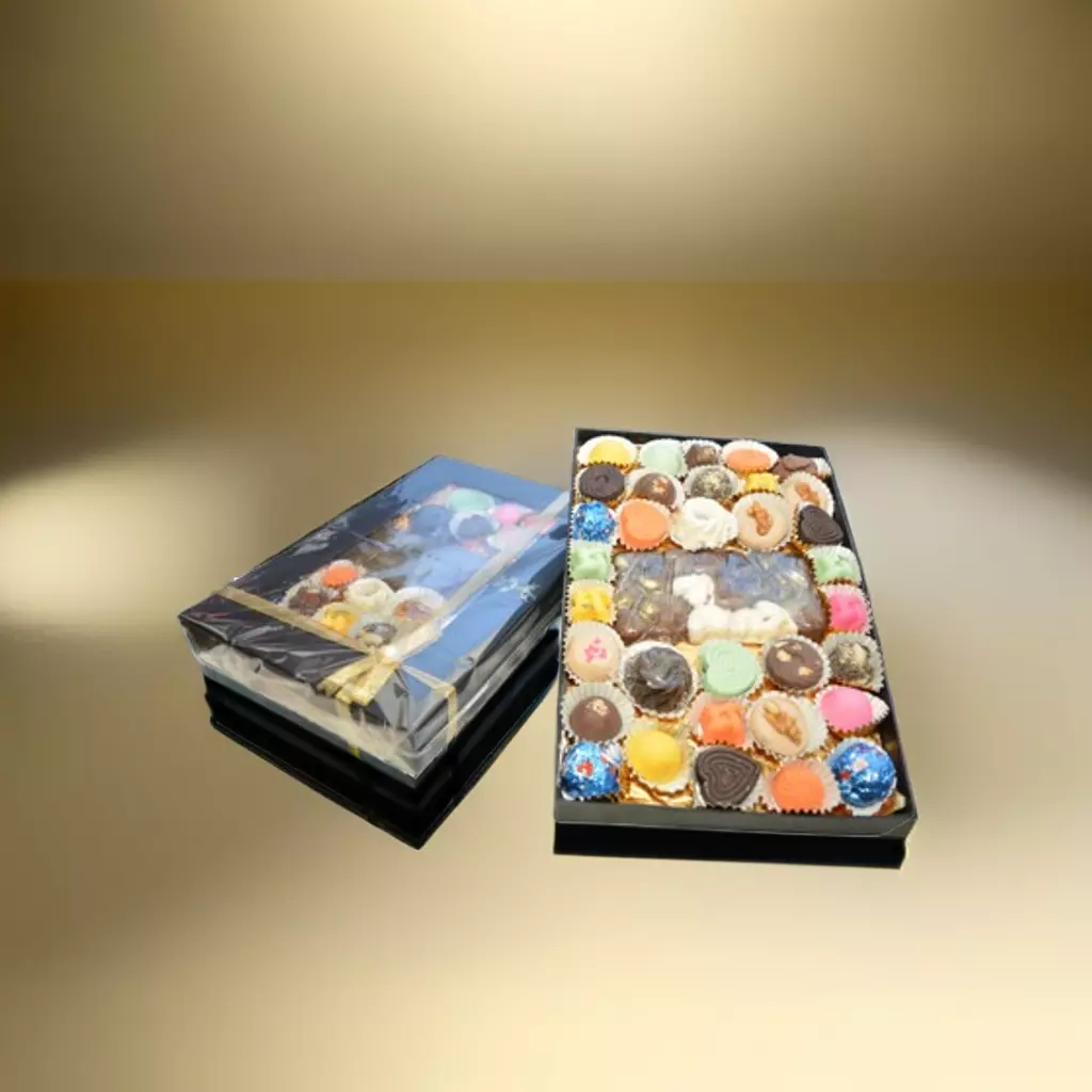 Golden Treasure Treats box of premium handmade chocolates in unique flavors 